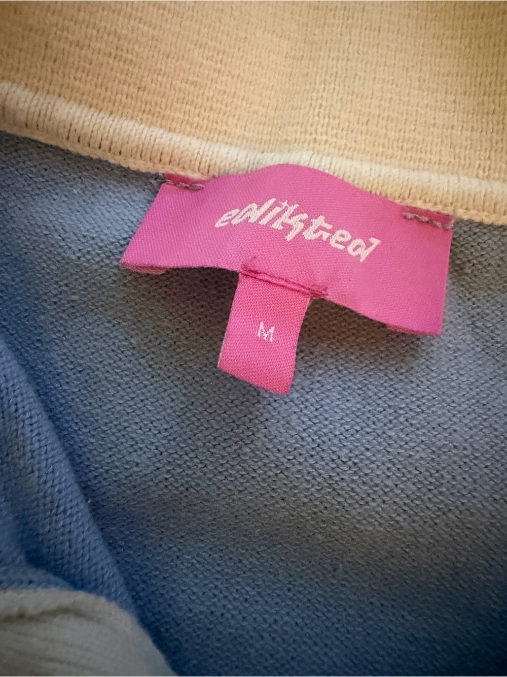 Edikted Kian Striped Polo Sweater Blue Burgundy Size M NWOT - Picture 6 of 8